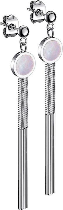 Star Piercing Ohrstecker silber mit Kugel Anhänger Perlmutt mit Kette (ohne Messing, Chirurgenstahl 316L)