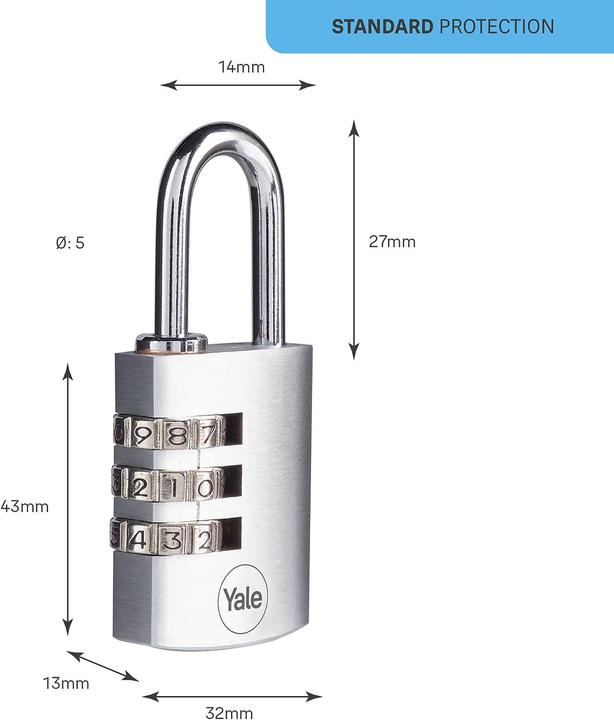 Actual product image Yale Y151B/30/125/1 Padlock 30 mm silver Combination lock