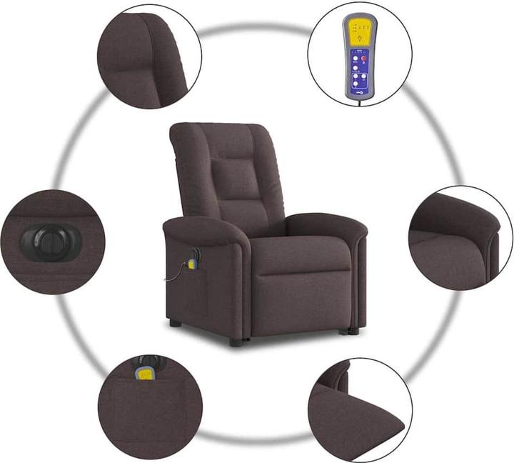Produktbild VidaXL Elektrischer Massagesessel mit Aufstehhilfe Dunkelbraun Stoff