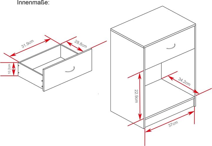 Actual product image HTI-Line Bedside cabinet (40 x 50 x 35 cm)