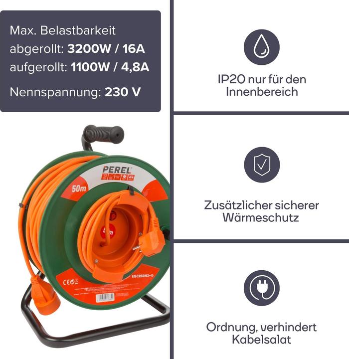 Produktbild Perel Kabeltrommel (50 m, 1.50 mm²)