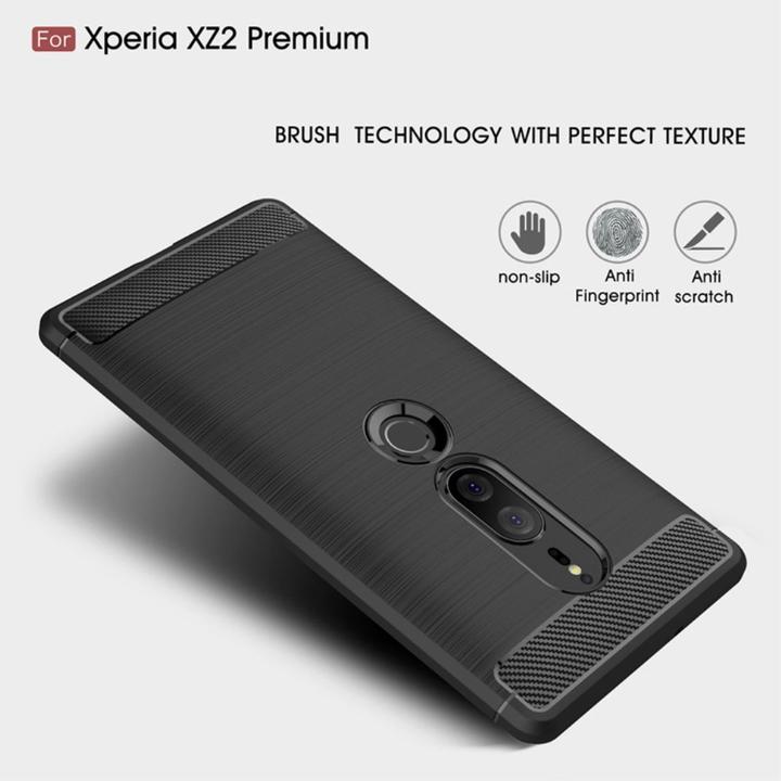 Actual product image König Design Case Mobile Protection for Sony Xperia XZ2 Premium Case Cover Bumper Carbon Blue (Sony Xperia XZ2 Premium)