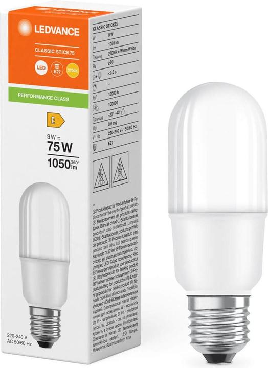 Produktbild Ledvance LED STICK75 9W (E27, 9.50 W, 1050 lm, 1 x, E)