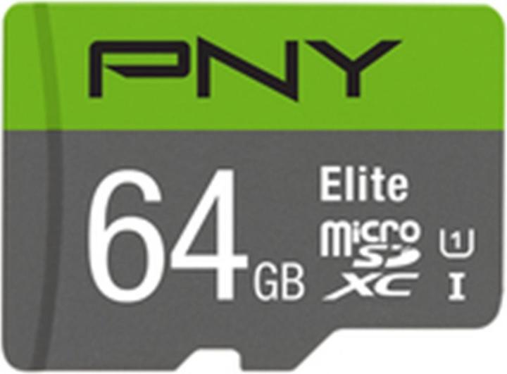 Actual product image PNY microSDXC Card Elite UHS-I U1 64 GB (64 GB, SDXC, U1, UHS-I)