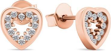 Image du produit Brilio Argent - Charmants boucles d'oreilles en bronze avec zircons Coeurs EA573R