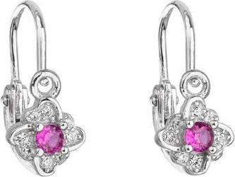 Evolution Group Silver childrenÂ's earrings with fuchsia zircons 11175.3 for kids