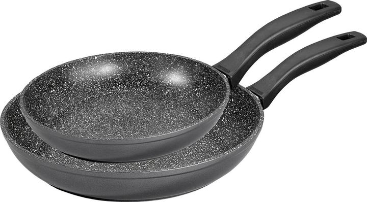 Produktbild Stoneline Pfannen-Set 3-teilig 24/28 | mit Deckel - Schwarz (28 cm, Pfannenset + Topfset, Gusseisen)