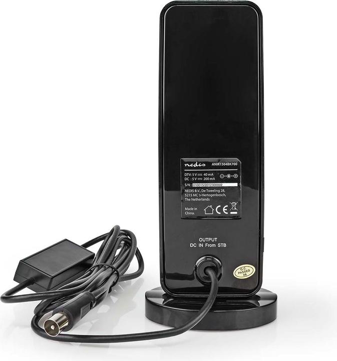 Produktbild Nedis Innenantenne Aktiv FM/UHF/VHF Empfangsbereich: 0-15 km LTE700 Verstärkung dBi (bei Antennenkab (Zimmerantenne, 28 dB, LTE, UKW / MW / LW)