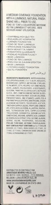 Valeurs nutritives et ingrédients Anastasia Beverly Hills Fond de teint lumineux (335W)