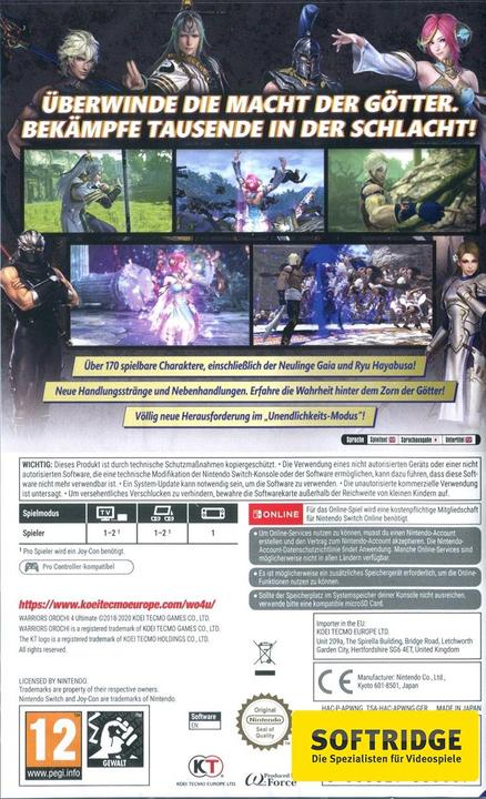 Produktbild Koei Tecmo Warriors Orochi 4 (Switch, EN)