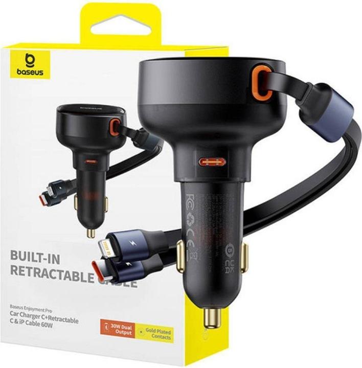 Produktbild Baseus Car Charger Enjoyment USB-C with USB-C cable and Lightning  60W