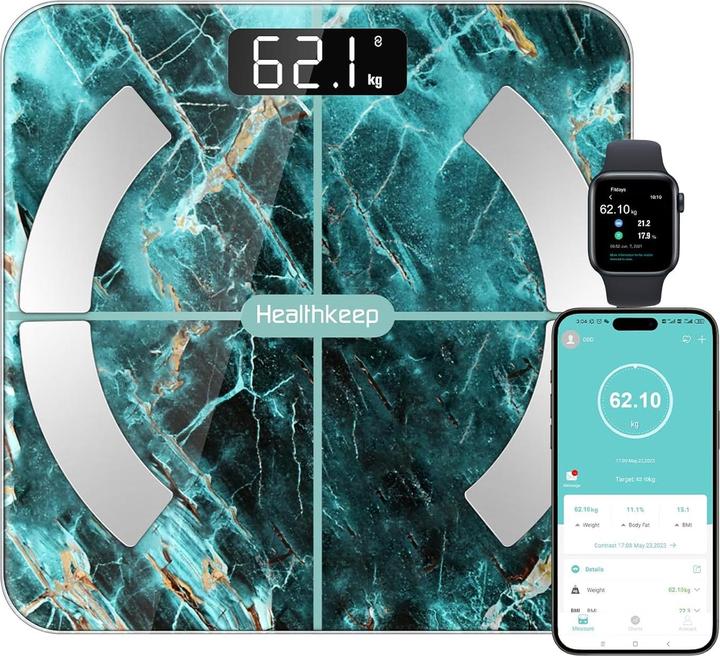 Healthkeep Digitale Körperfettwaage mit App & Bluetooth-Funktion (180 kg)