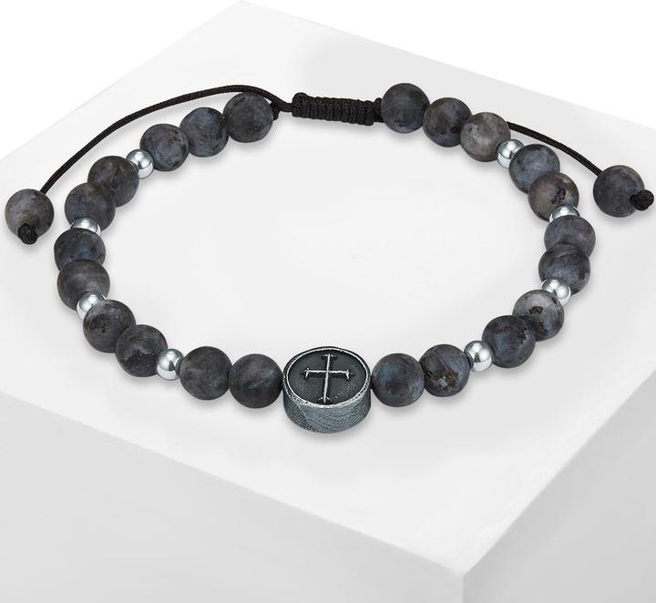 Immagine prodotto True Rebels Croce da uomo in acciaio inox argento giada 19,0 - 23,0 cm, regolabile in modo flessibile - 11740 (23 cm, Acciaio inossidabile)
