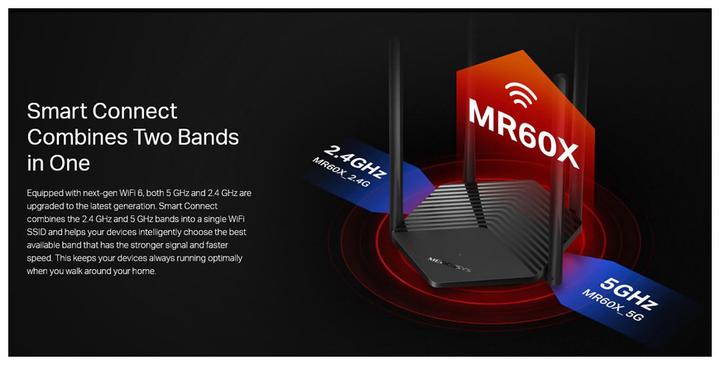 Produktbild Mercusys AX1500 Dual-Band Wi-Fi 6 Router 300 Mbps at 2.4 GHz + 1201 Mbps at 5 GHz