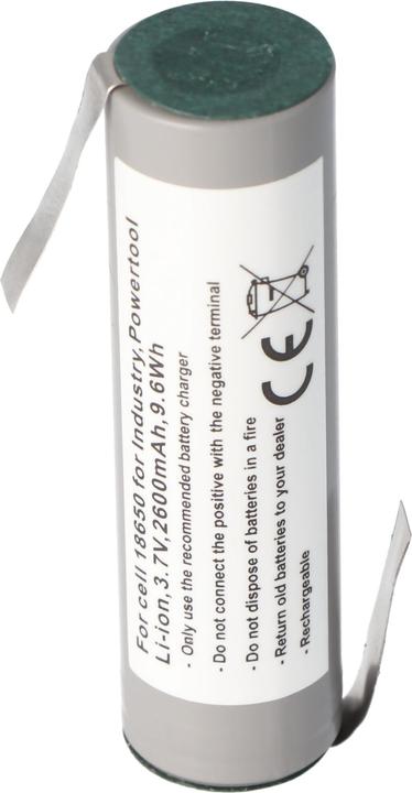 Actual product image AccuCell Akku 18650 für Industrie, Powertool, Li-ion, 3,7V, 2600mAh, 9,6Wh mit Lötfahne in Z-Form (18650, 2600 mAh)