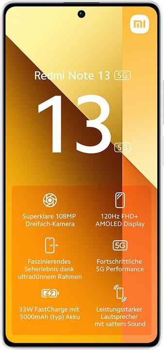 Produktbild Xiaomi Redmi Note 13 5G (128 GB, Arctic White, 6.67", Hybrid Dual SIM, 100 Mpx, 5G)