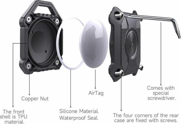 Immagine prodotto Screenguard Custodia impermeabile Apple Airtag Rugged con anello portachiavi