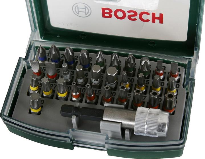 Productafbeelding Bosch Zubehör Schroevendraaierbitset met kleurcodering (Zeskantig M3, Zeskantig M5, Phillips kruis PH M2, Zeskantbus TX M20, Zeskantbus TX M25, Zeskantig M4, Zeskantbus TX met gat M10, Kruis Phillips PH M1, Zeskantbus TX M15, Kruis Pozidriv PZ M3, Zeskantbus TX met gat M30, Zeskantbus TX M30, Phillips kruis PH M3, Zeskantbus TX M27, Kruis Pozidriv PZ M2)