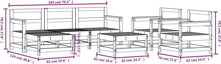Produktbild VidaXL 7-tlg. Garten-Lounge-Set Kiefernholz Imprägniert,Material