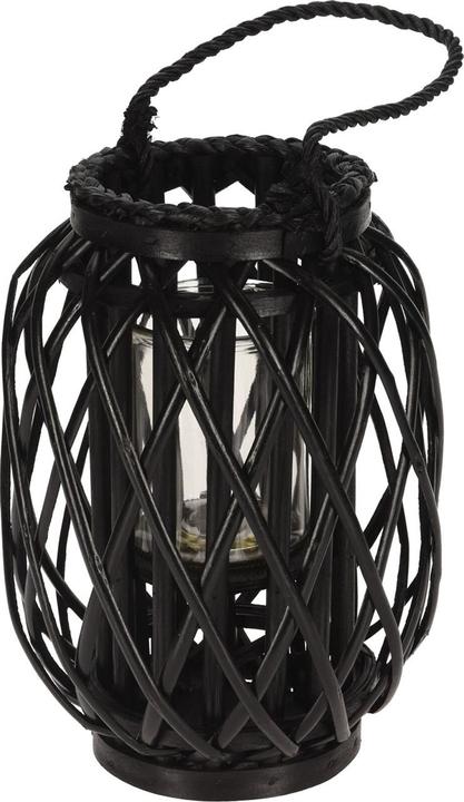 Produktbild Natura Punto Laterne aus Rattan mit Glaseinsatz, schwarz, Windlicht mit Henkel (30 x 23 cm, 1 x)