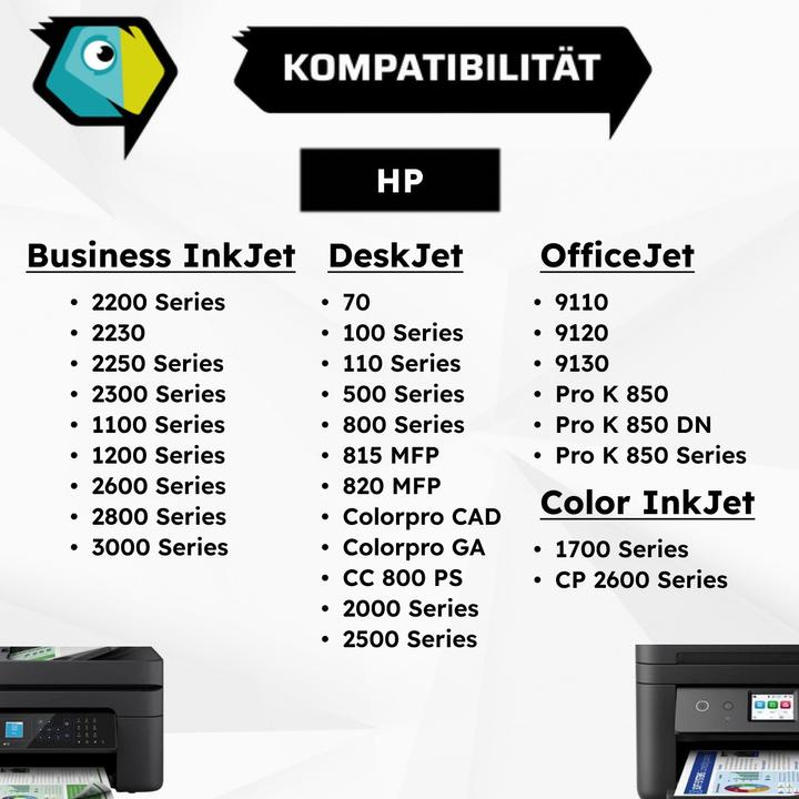 Image du produit Inkadoo Cartouches d'impression compatibles avec HP C4844AE / 10 cartouches de tête d'impression, noir noir (CF)