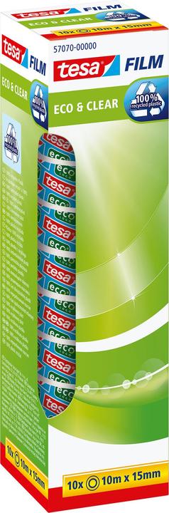 Actual product image tesa 10x tesafilm ECO & CLEAR, solvent-free and ageing-resistant (15 mm)