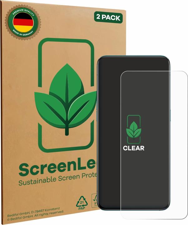 Produktbild ScreenLeaf Schutzfolie nachhaltiger Displayschutz Display Schutz Folie Klar Transparent (2 Stück, Oppo Reno 5G)