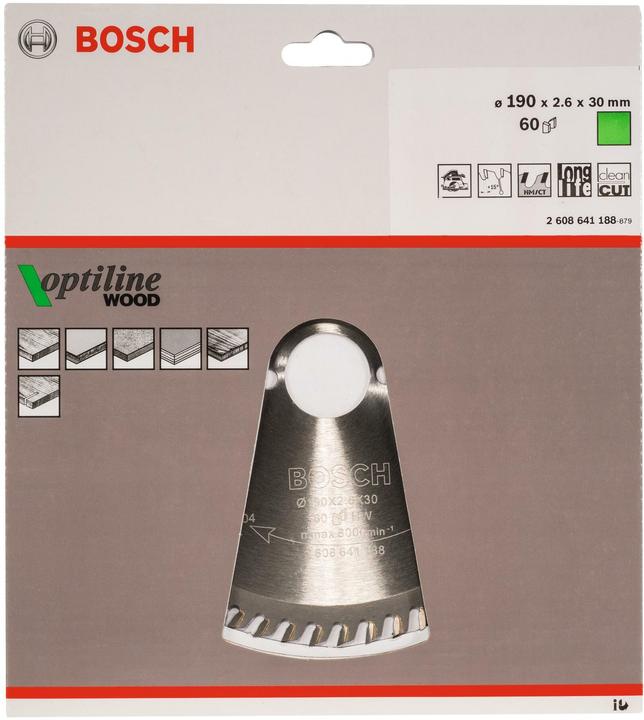 Immagine prodotto Bosch Professional Zubehör Lama circolare per legno PRO, 190 x 2,6 x 30 mm