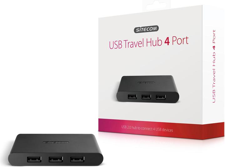 Produktbild Sitecom CN 080 USB 2.0 Travel Hub (USB-A, 4 Ports)