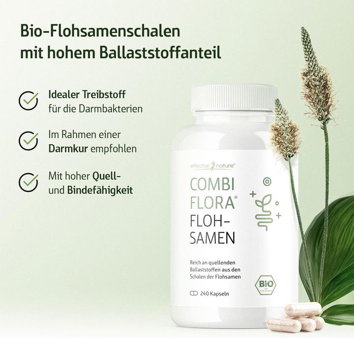 Actual product image Effective Nature Combi Flora organic psyllium husk capsules (240 Piece, Capsules, 160 g)