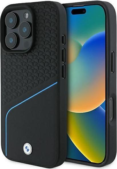 Actual product image BMW BMHMP16L23RDCLK iPhone 16 Pro 6.3" czarny/black hardcase Sign Leather Textured And Line MagSafe (Apple iPhone 16 Pro)