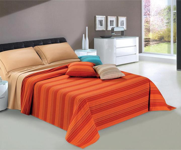 Produktbild Casativo Maxi Tagesdecke gestreift aus 100% Baumwolle, beige, 300 x 260 cm (300 x 260 cm)