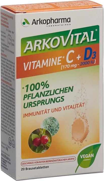 Produktbild Arkopharma Vitamin C + D3 (20 Stück, Brausetablette, 114 g)