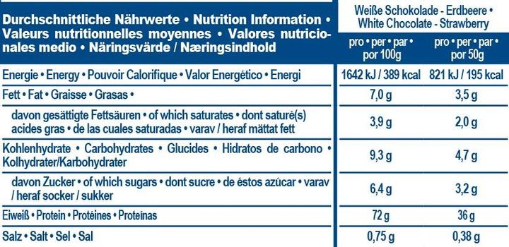 Nährwerte und Zutaten IronMaxx 100% Whey Protein (500g Beutel) (Strawberry, Weisse Schokolade, 1 Stk., 500 g)