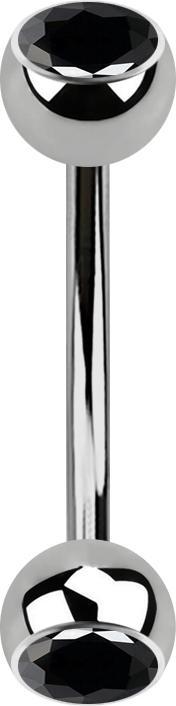 Produktbild Star Piercing Micro Banane silber mit zwei Kugeln Kristall schwarz (ohne Messing, Titan G23)
