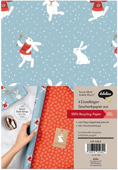 Immagine prodotto Dabelino Set di carta da regalo natalizia: Neve (Carta da regalo, 4 x)