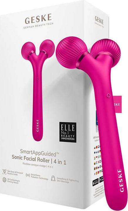 Actual product image Konjac Sponge Roller soniczy do twarzy 4w1 Geske z Aplikacją (magenta)