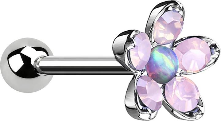 Star Piercing Micro Barbell silber Opal Blume violett (Chirurgenstahl 316L, Messing)