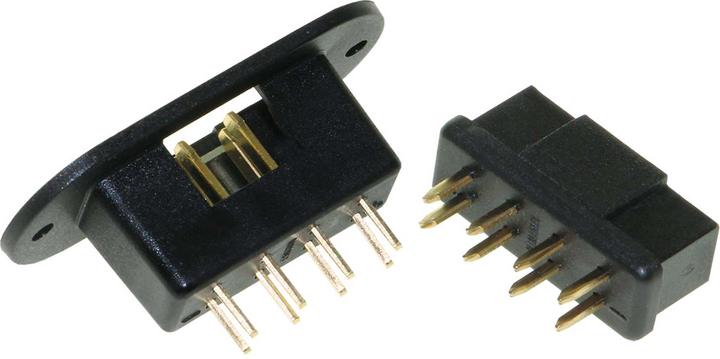 Produktbild Modellbau Lindinger hstr stecker + buchse 8-polig mit rahmen tragflächensteckverbinder schwarz