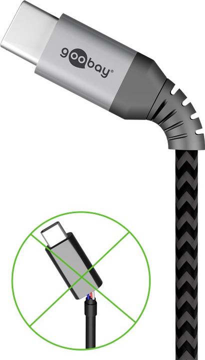 Immagine prodotto Goobay Cavo USB-C di, in tessuto, spina in metallo, extra robusto (0.50 m, USB 2.0)