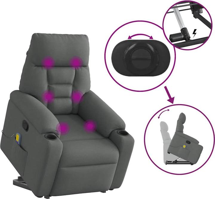 Actual product image VidaXL Massage chair with stand-up aid dark grey fabric