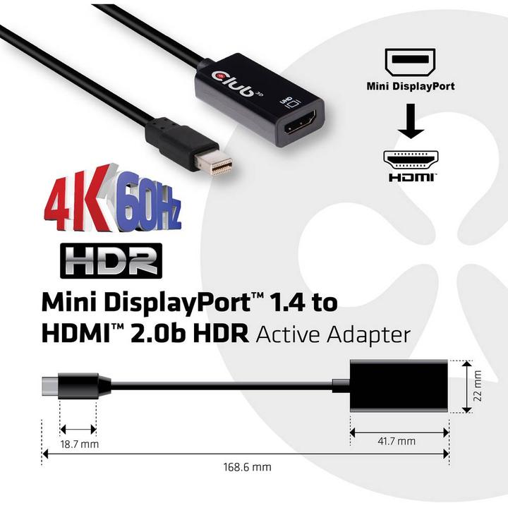 Produktbild Club 3D Mini DisplayPort 1.4 auf (HDMI, 1.12 cm)