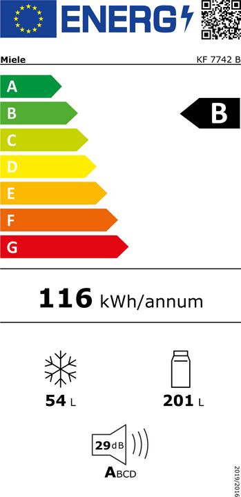 Energie-Label Miele Kühl- / Gefrierkombination KF 7742 B (255 l)
