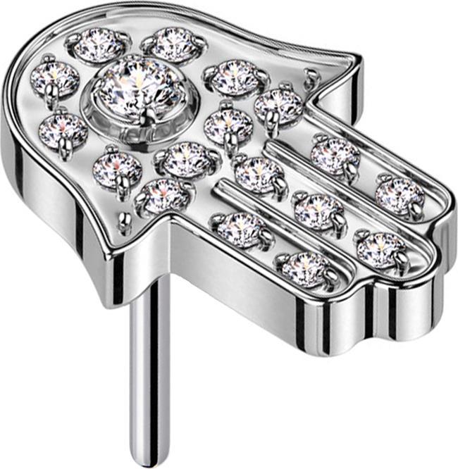 Star Piercing Threadless Hamsa silber Kristalle silber (Titan G23, ohne Messing)