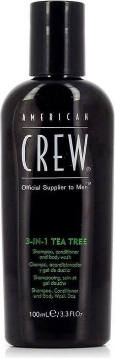Actual product image American Crew Hair & Body 3-in-1 Tea Tree Refreshing Shampoo, Conditioner and Body Wash 100 ml (100 ml, Liquid shampoo)