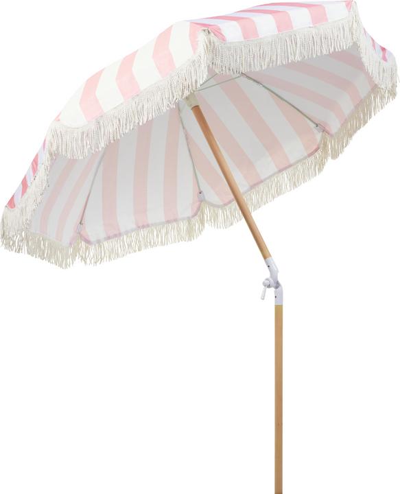 Actual product image Beliani Parasol ⌀ 150 cm pink / white with valance MONDELLO (1.50 m)