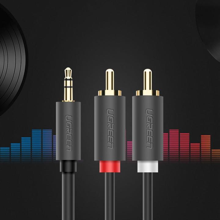 Produktbild Ugreen AV102 2x RCA cable (Cinch) jack 3.5 mm 5m (black) (5 m)