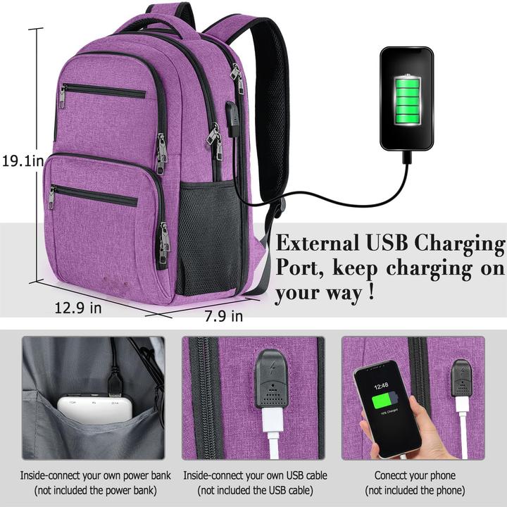 Produktbild Only-Bags.Store Rucksack, Schulrucksack wasserdicht Arbeit Laptop mit USB-Ladeanschluss, Reisen Wanderrucksack (32 l)
