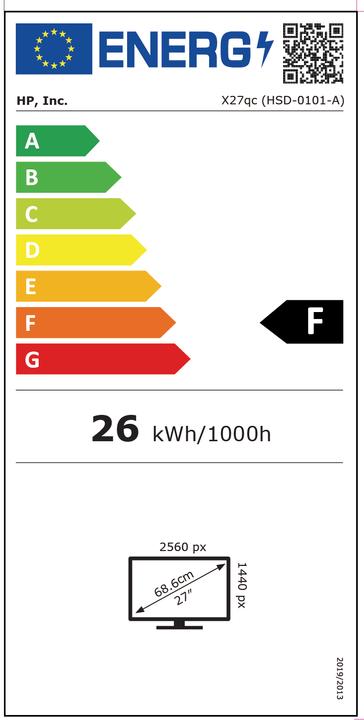 Energie-Label HP X27qc (2560 x 1440 Pixel, 27")