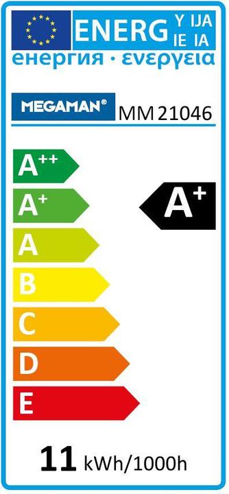 Energy Label Megaman LED standard lamp (E27, 9.60 W, 1055 lm, 1 x, F)